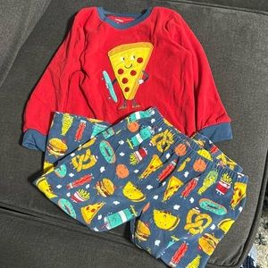 Carters boys fleece pj set with pizza. Size 3T Barely worn